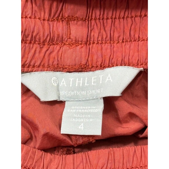 ATHLETA Expedition Short 4 Etruscan Red Windbreaker Drawstring Hiking EUC B16 - Picture 5 of 6
